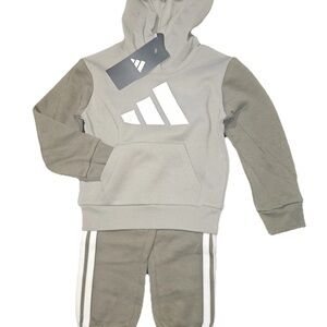 Adidas Kids Gray and White Hoodie Set